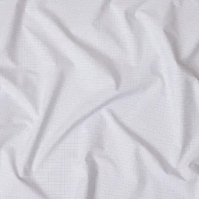 White & Light Grey Grid Checkered 100% Cotton Shirting Fabric, 150 cm Width, Made in Italy-D20505