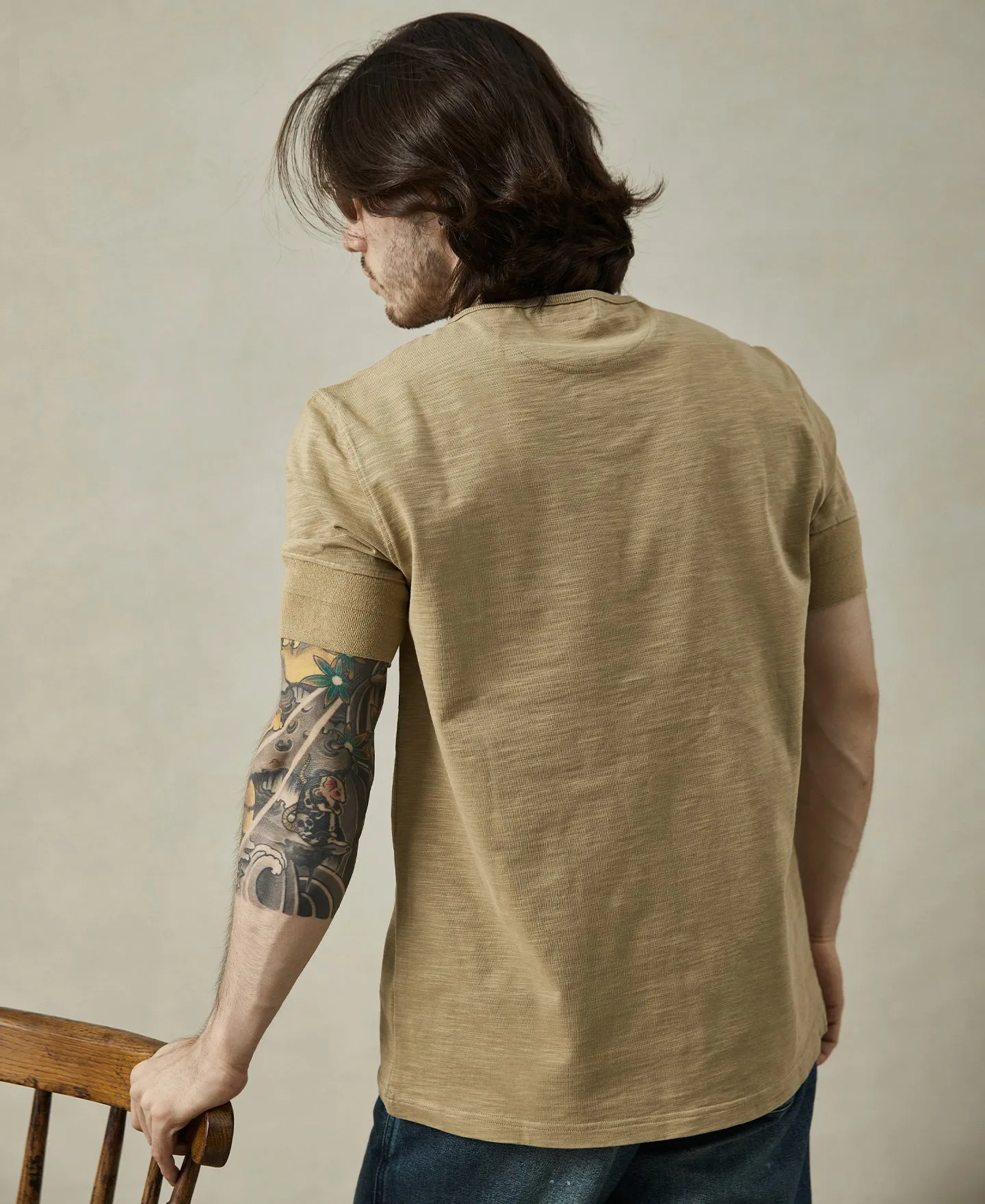 1900s 9.8 oz Slub Cotton Henley T-Shirt - Sand