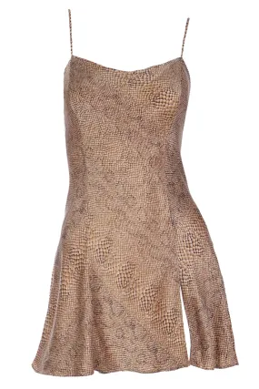 1990s Victoria Secret Snakeskin Print Silk Chemise Slip or Nightgown