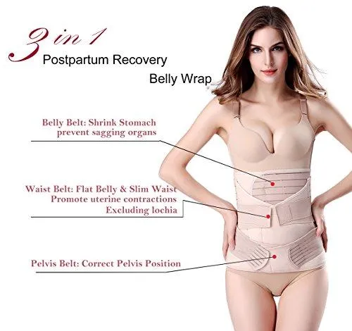 3 in 1 Postpartum Support Recovery Belly Wrap Waist/Pelvis Belt Body Shaper Postnatal Shapewear