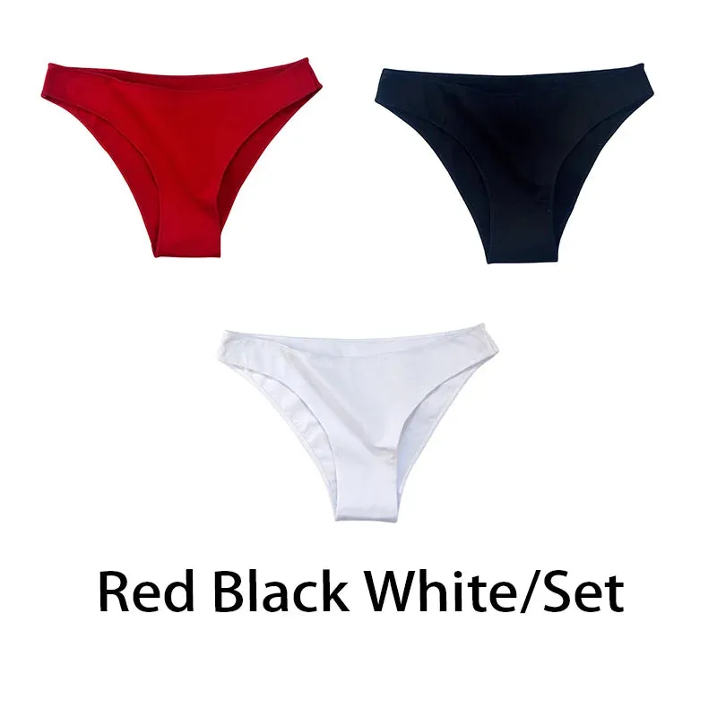 3PCS/Set Women Sexy Cotton Comfort Panties Low Waist Underwear Female Underpants Soft Girl Briefs Intimates