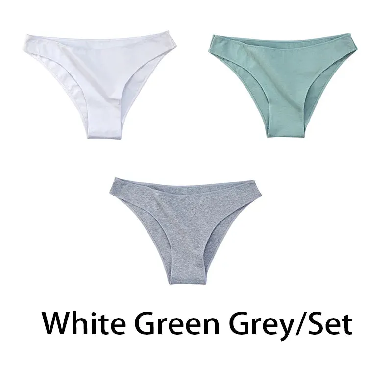 3PCS/Set Women Sexy Cotton Comfort Panties Low Waist Underwear Female Underpants Soft Girl Briefs Intimates