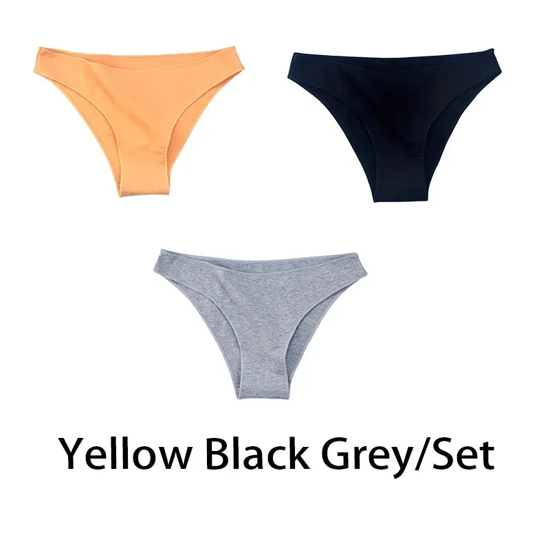 3PCS/Set Women Sexy Cotton Comfort Panties Low Waist Underwear Female Underpants Soft Girl Briefs Intimates