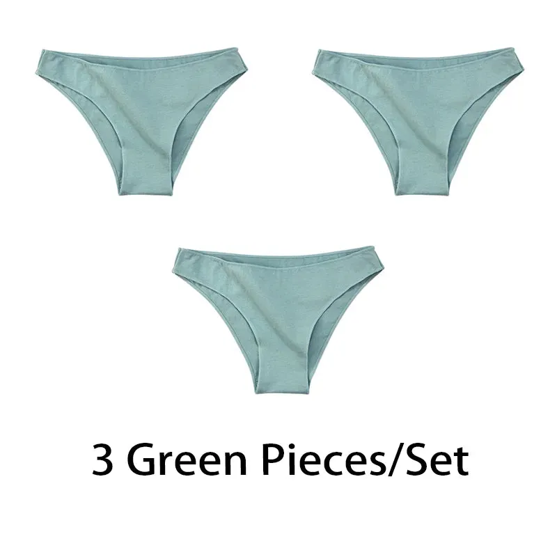 3PCS/Set Women Sexy Cotton Comfort Panties Low Waist Underwear Female Underpants Soft Girl Briefs Intimates