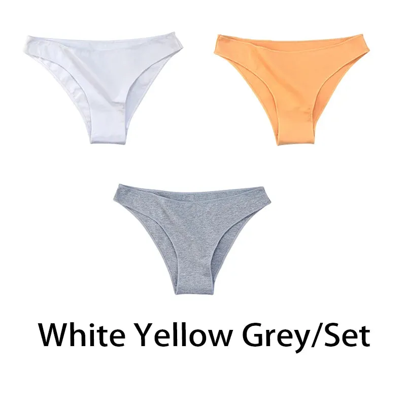 3PCS/Set Women Sexy Cotton Comfort Panties Low Waist Underwear Female Underpants Soft Girl Briefs Intimates