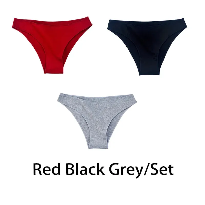 3PCS/Set Women Sexy Cotton Comfort Panties Low Waist Underwear Female Underpants Soft Girl Briefs Intimates