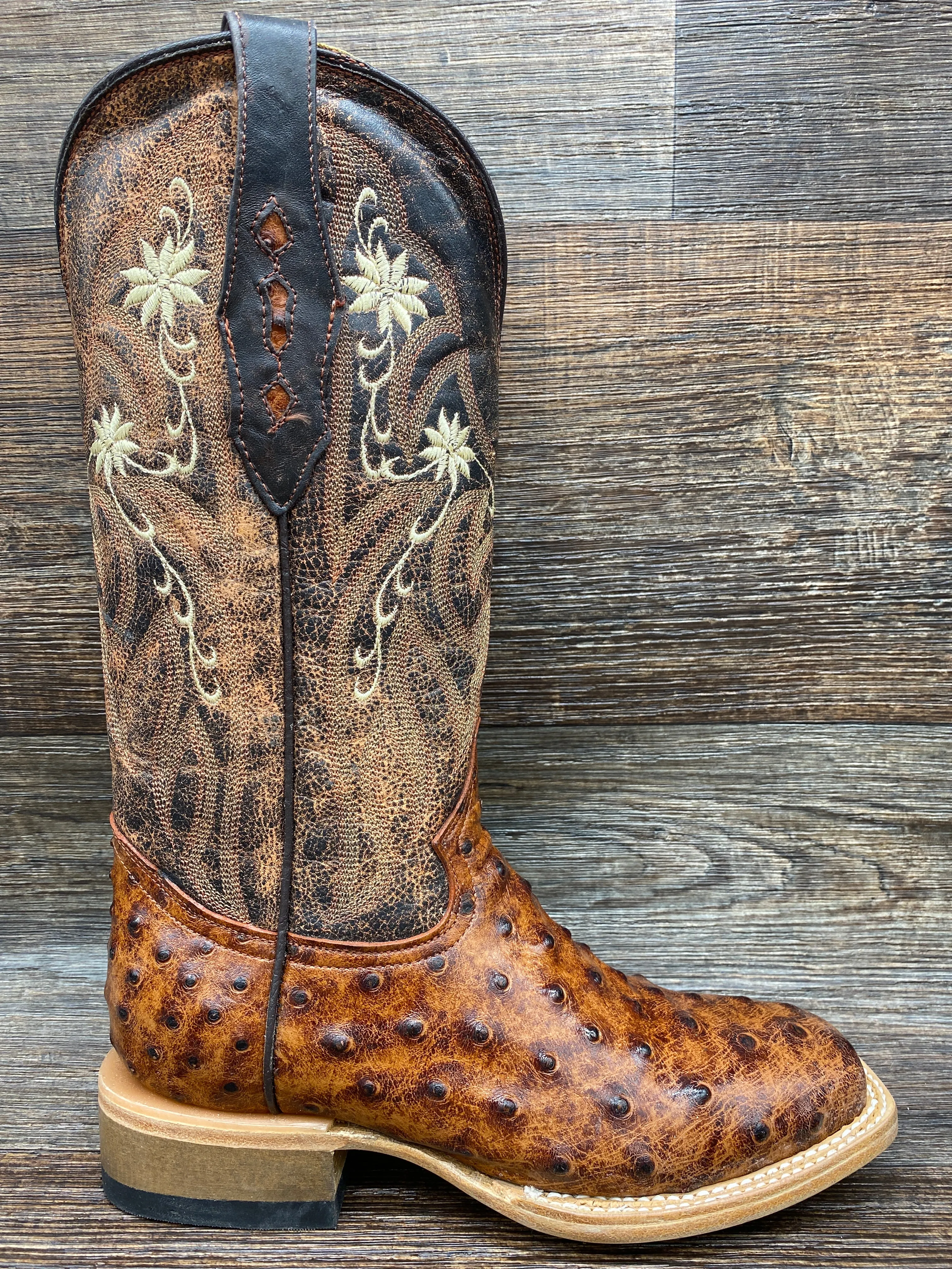 464q Women's Cognac Full Quill Print Square Toe Western Boot by Cowtown