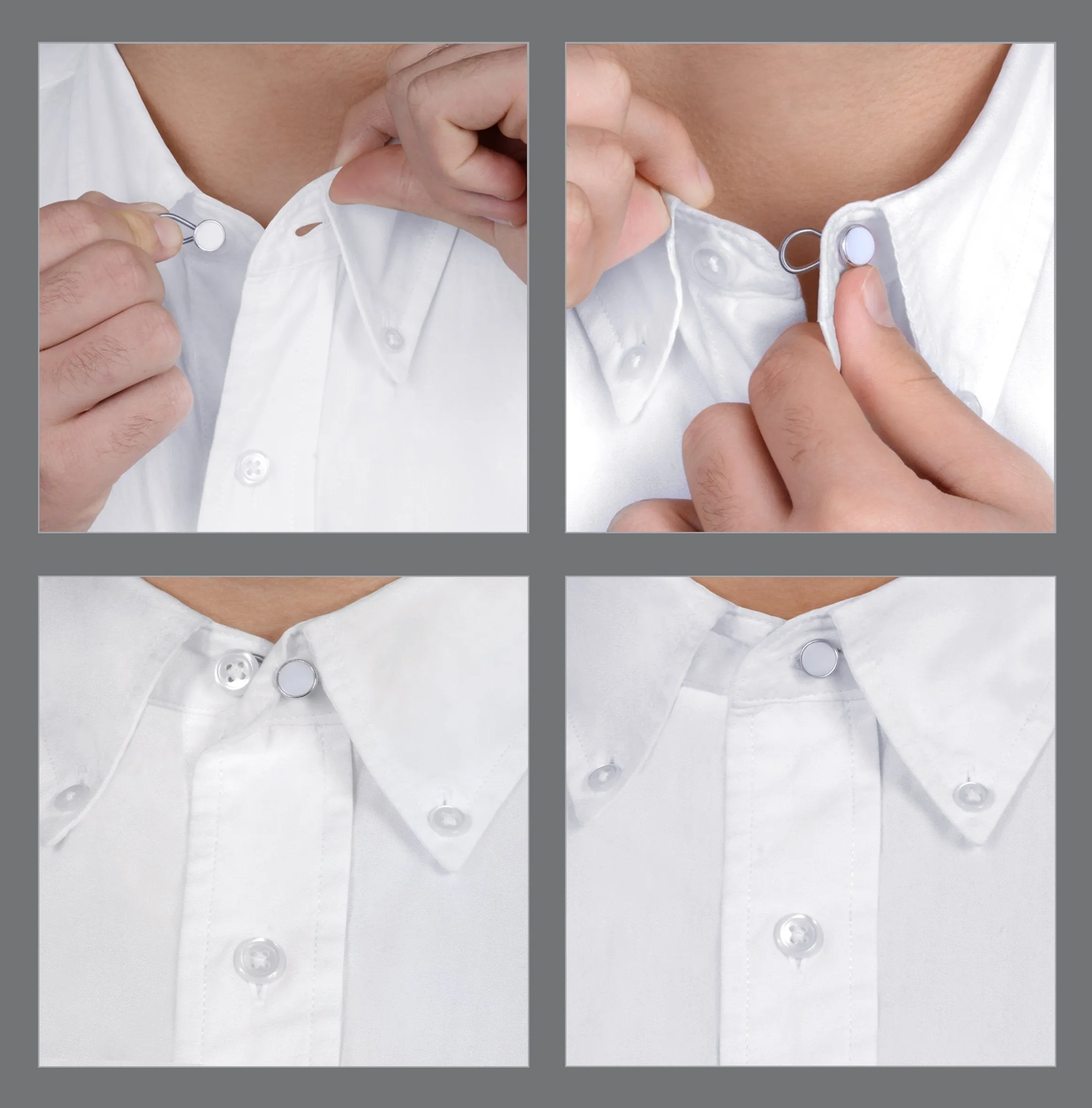 5-Pack White Collar Extenders - Elastic Extenders For Dress