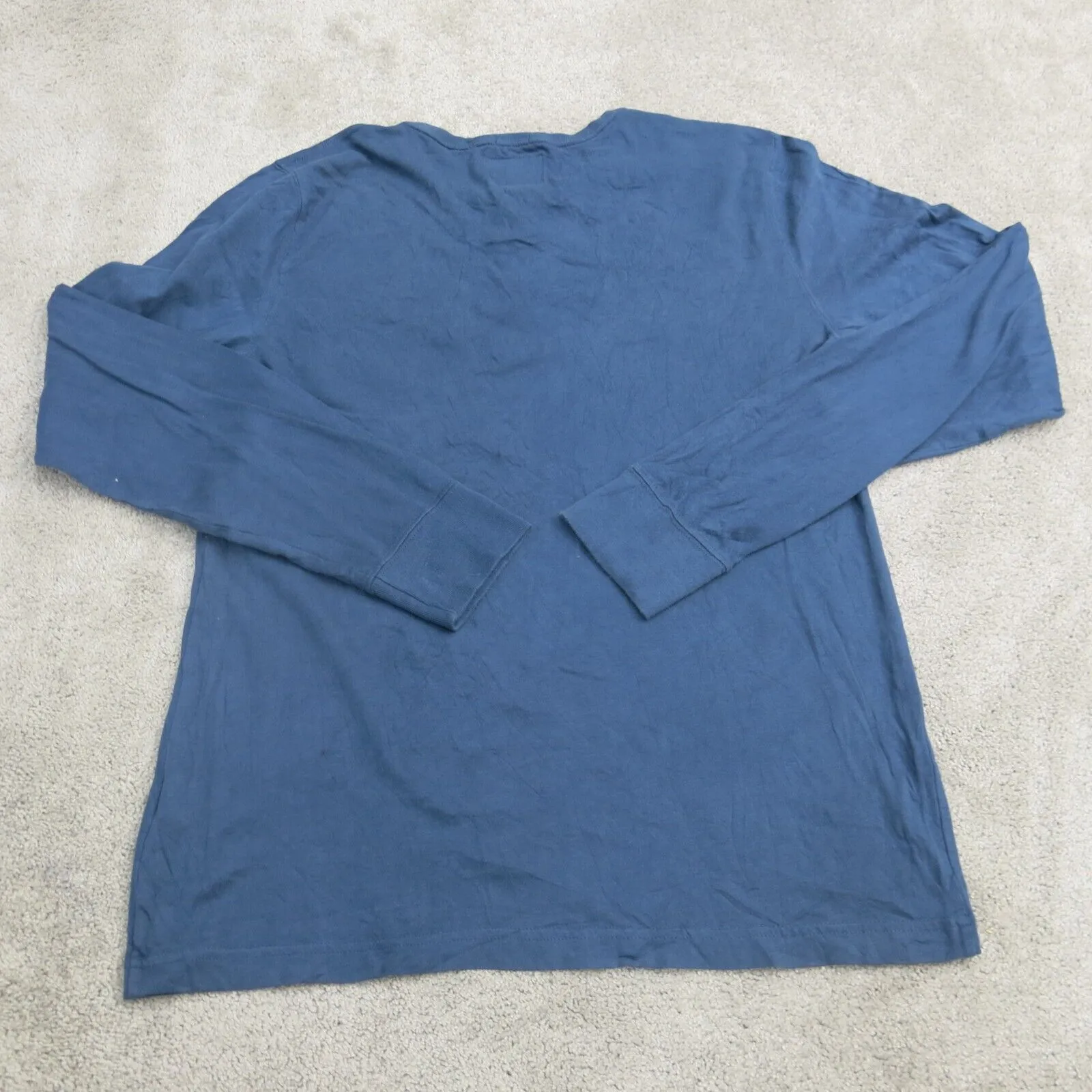 Abercrombie & Fitch Shirt Mens Medium Blue 100% Cotton Long Sleeve Henley Tee