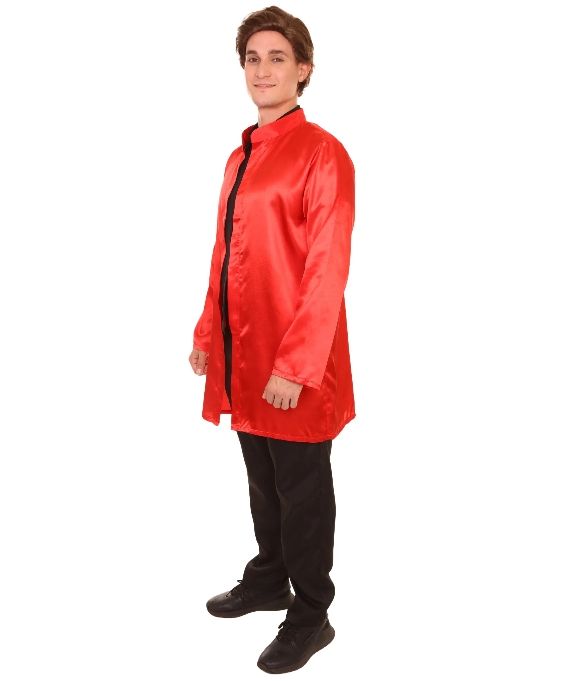 Adult Men's TV/Movie Chinese Traditional Martial Arts Red Kung Fu Uniform Costume | Flame-retardant Synthetic Fabric