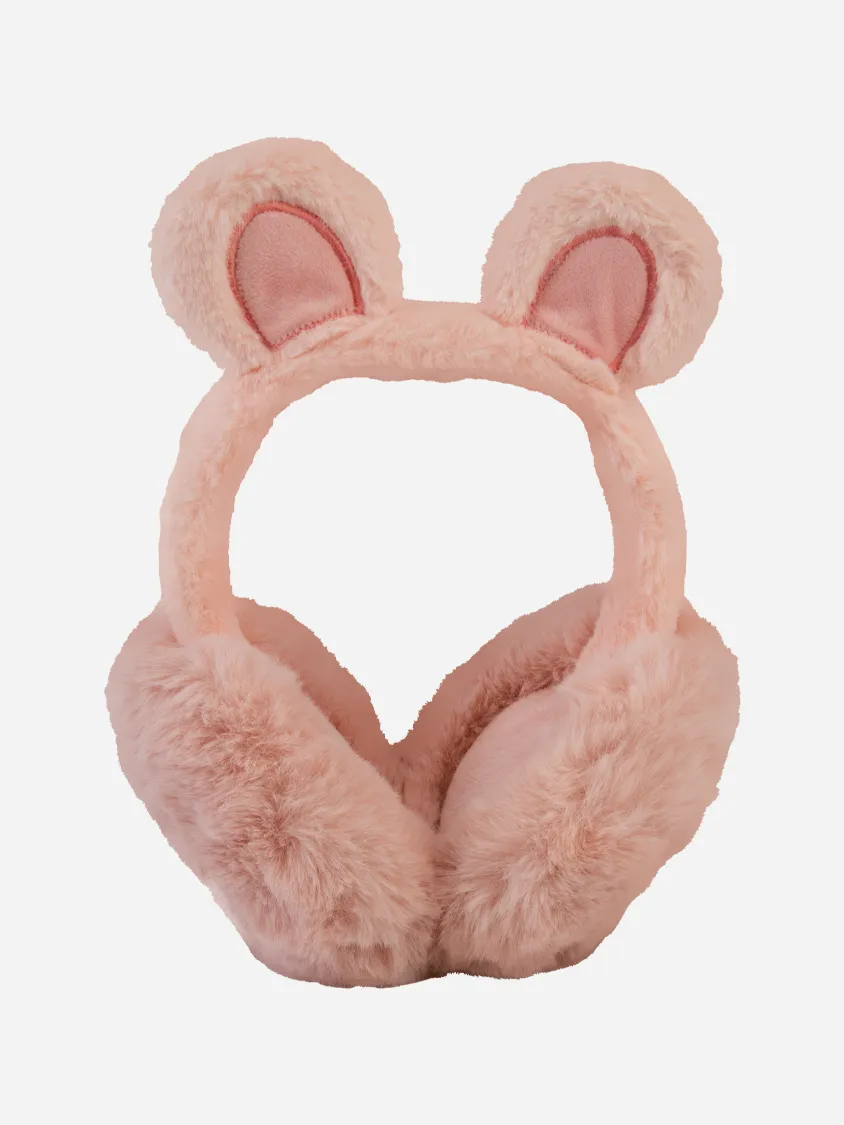 Aln Accessories Rabbit Ear Muffs Skiing Baby Pink/Light Grey