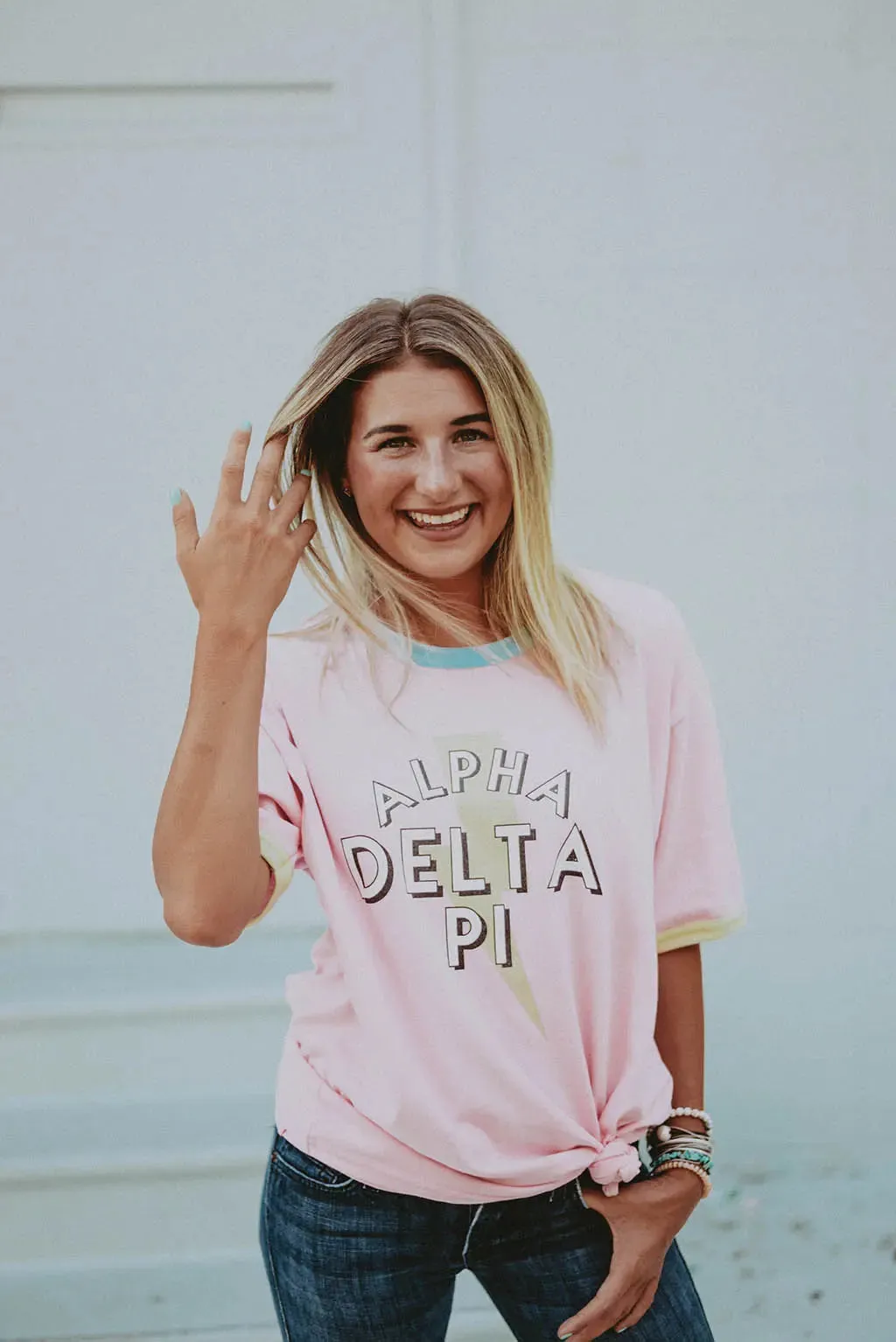 Alpha Delta Pi Colorblock Ringer PR Tee