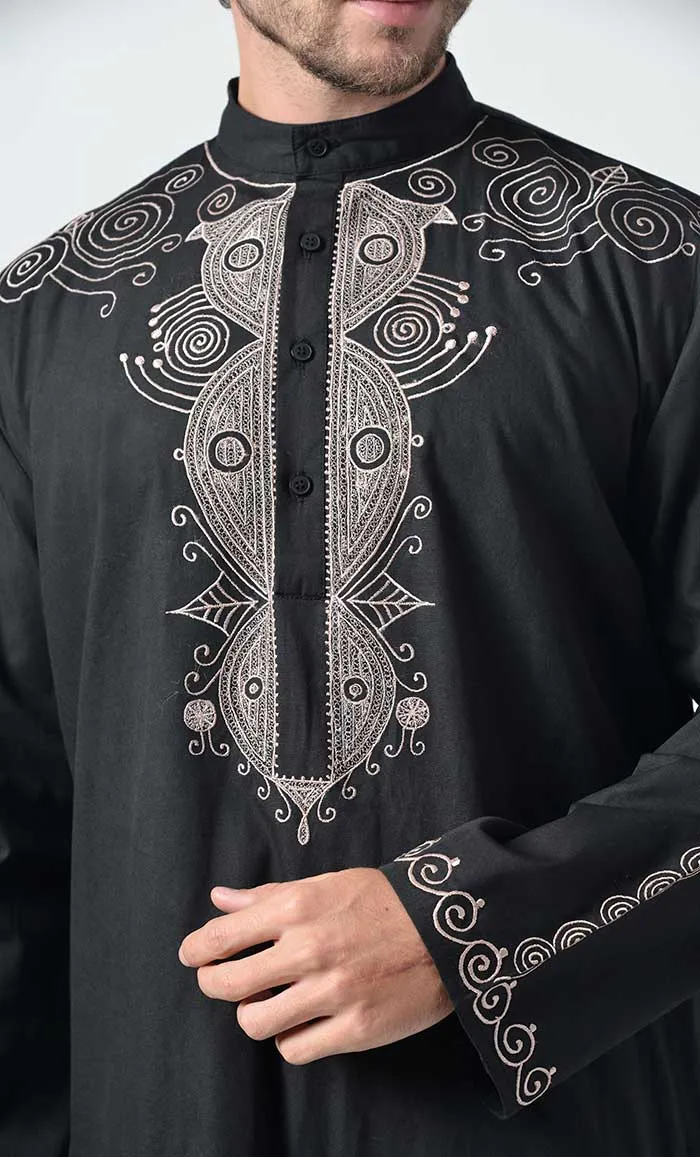 Ancient Motifs Embroidered Yoke Cotton Tunic