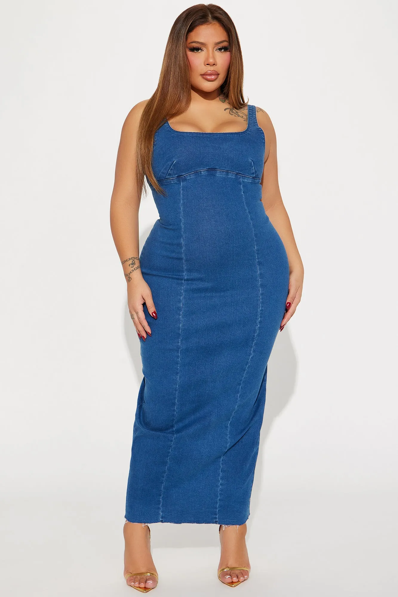 Angelina Denim Midi Dress - Denim