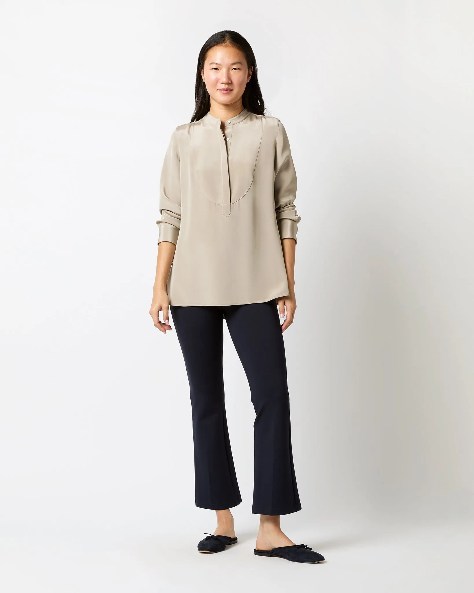 Anna Tunic in Birch Washed Silk Crepe de Chine