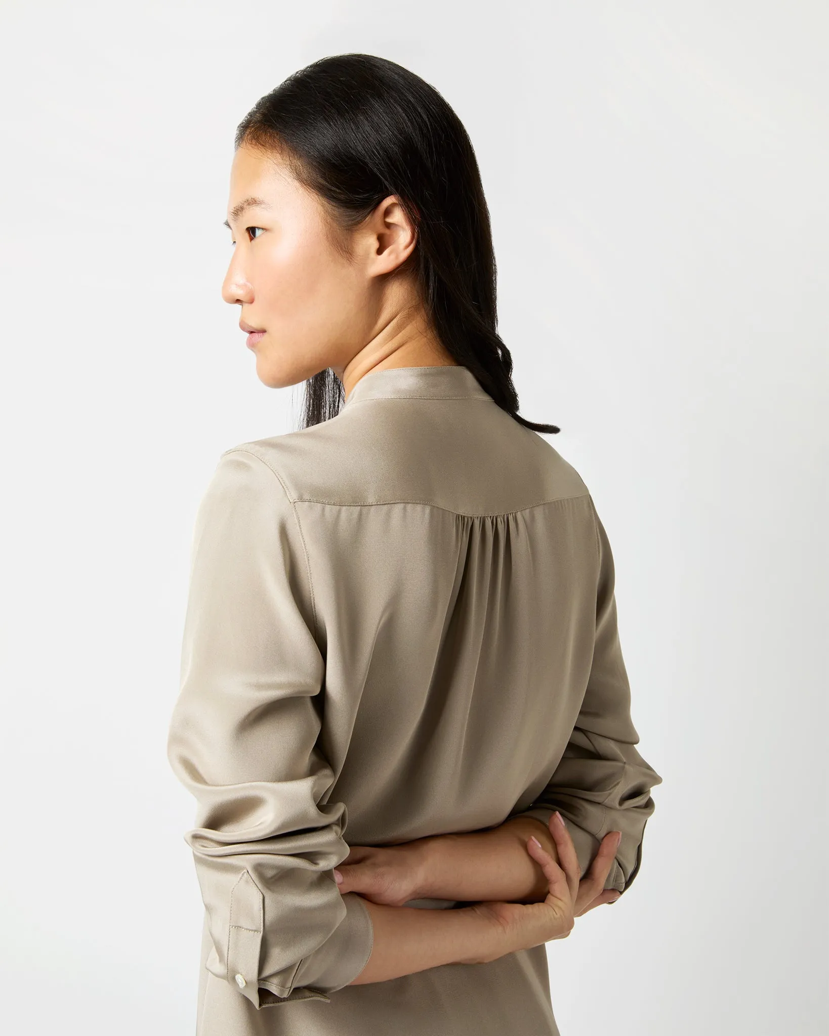 Anna Tunic in Birch Washed Silk Crepe de Chine