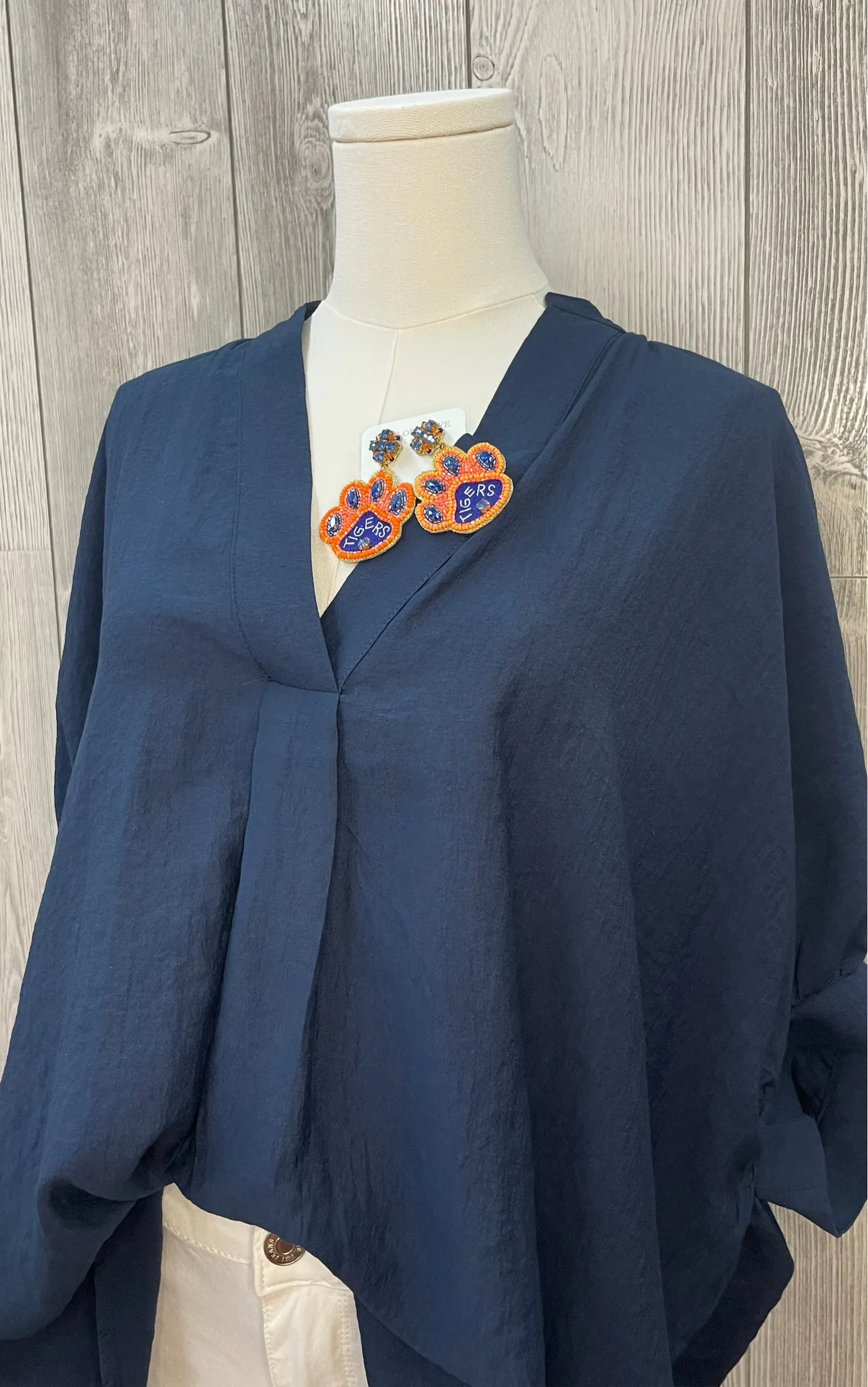 Any Day Now V-Neck Tunic Top - Navy