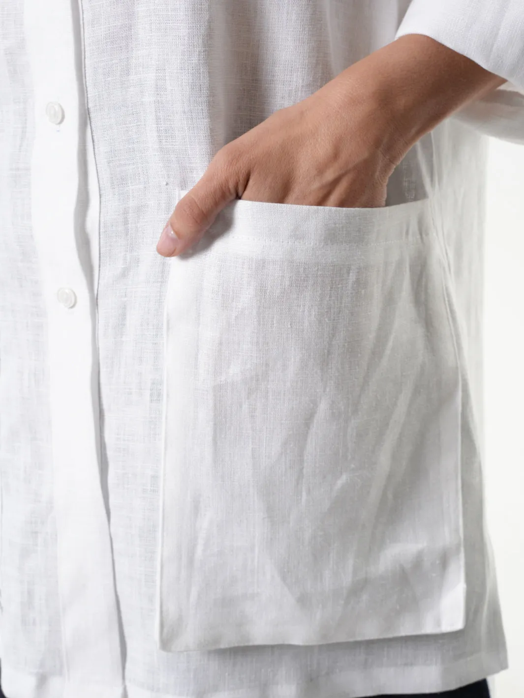 Asymmetric Linen Shirt In White