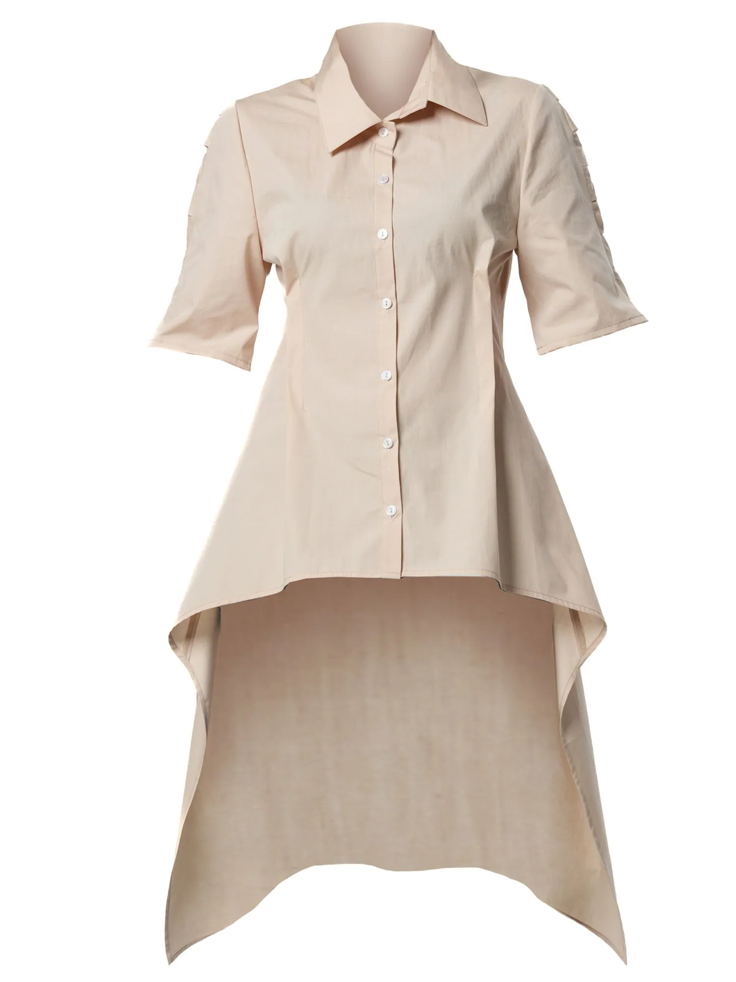 Asymmetric Shirt With Open Back In Beige