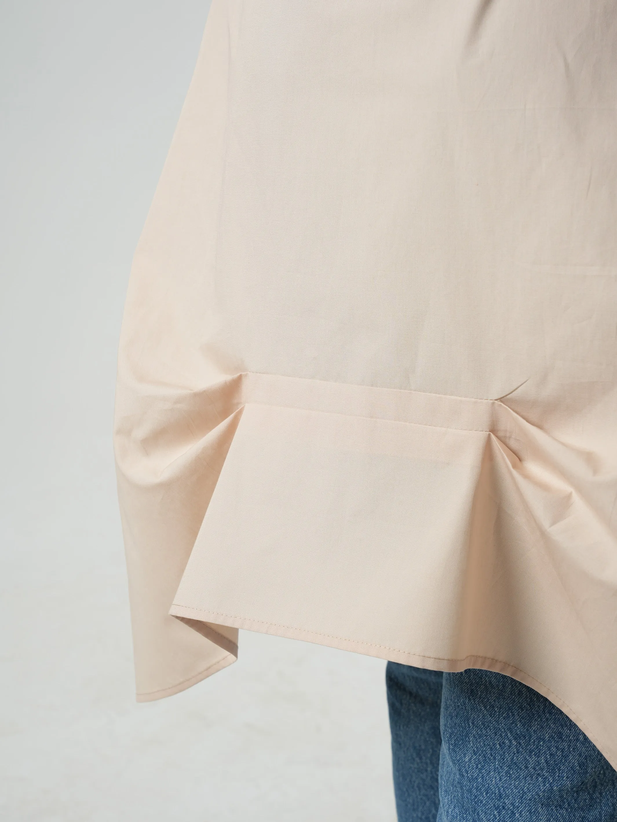 Asymmetric Shirt With Open Back In Beige