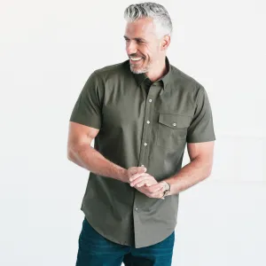 Author Short Sleeve Casual Shirt – Fatigue Green Cotton Twill