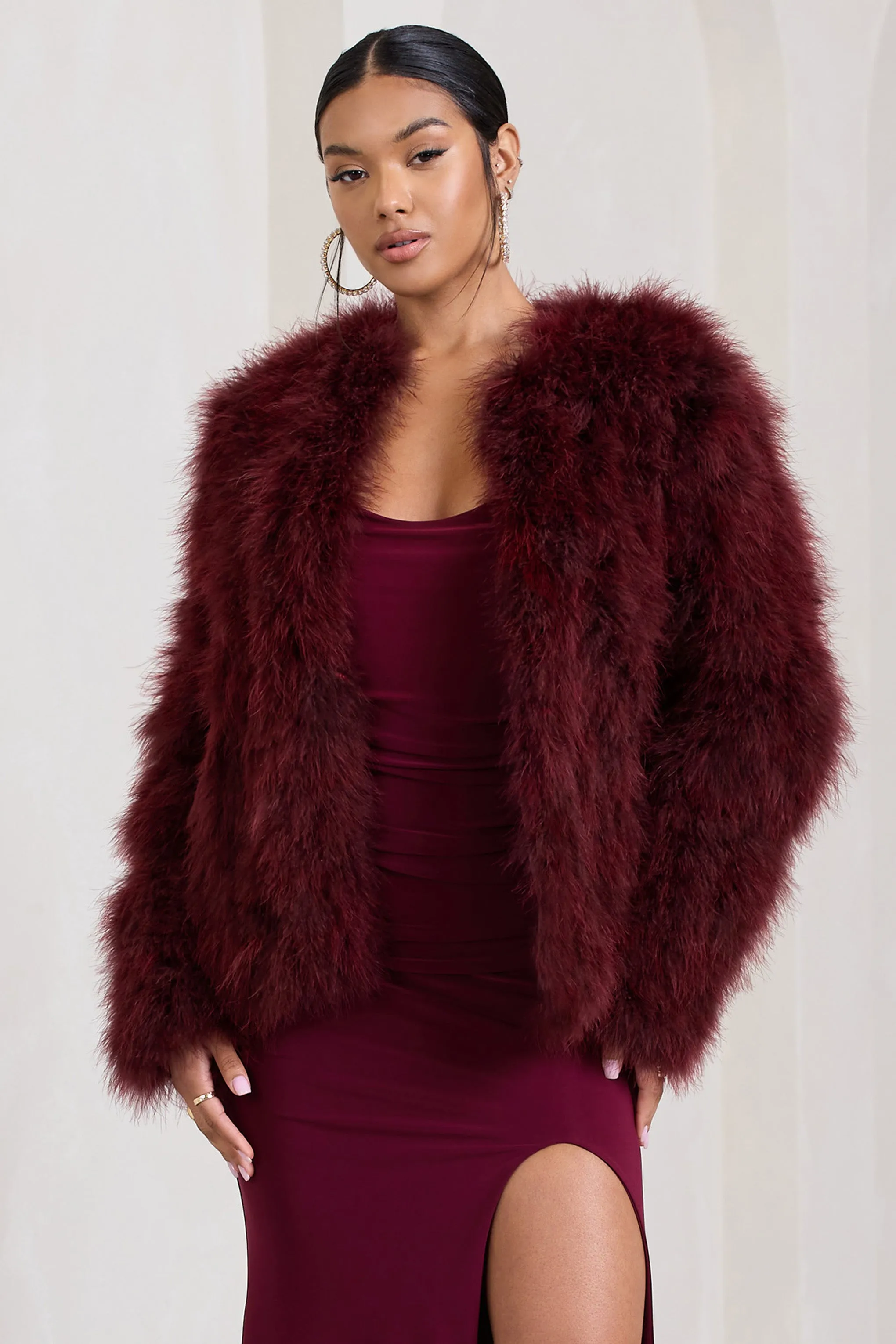 Aves | Port Short Fluffy Feather Jacket