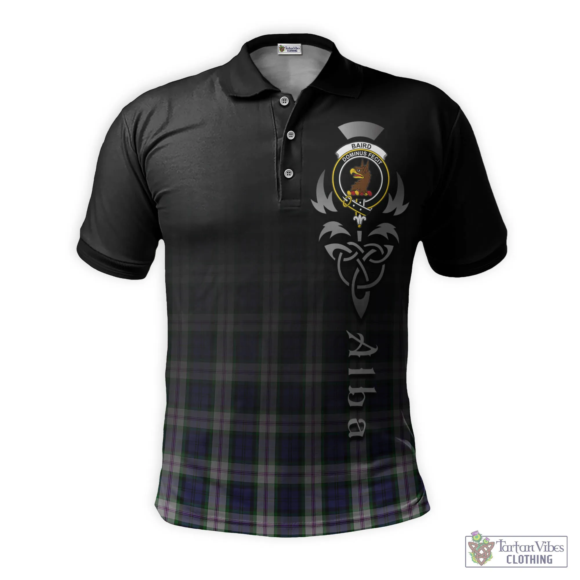 Baird Dress Tartan Polo Shirt Featuring Alba Gu Brath Family Crest Celtic Inspired