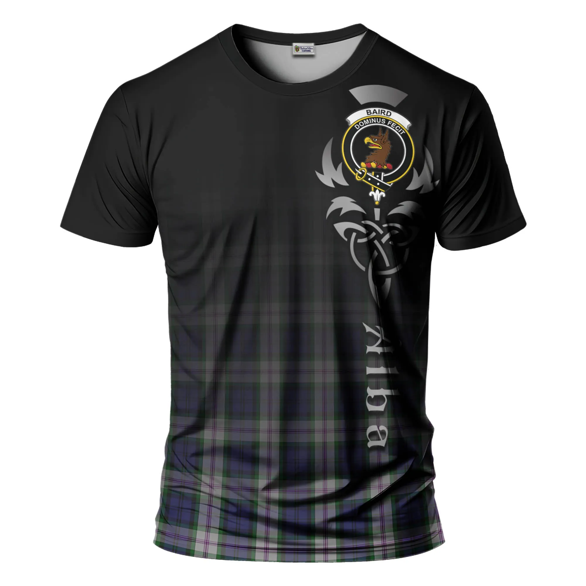 Baird Dress Tartan T-Shirt Featuring Alba Gu Brath Family Crest Celtic Inspired