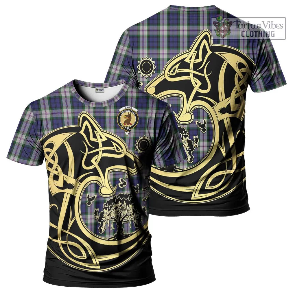 Baird Dress Tartan T-Shirt with Family Crest Celtic Wolf Style