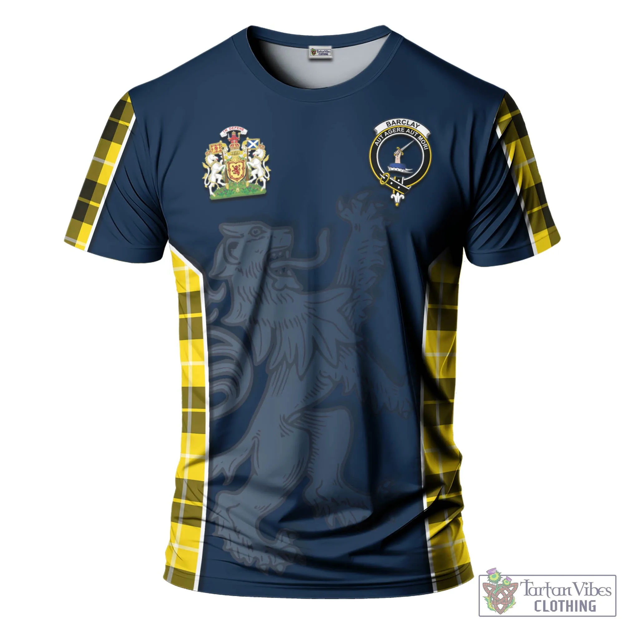 Barclay Dress Modern Tartan T-Shirt with Family Crest and Lion Rampant Vibes Sport Style