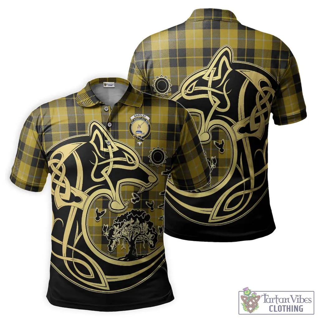 Barclay Dress Tartan Polo Shirt with Family Crest Celtic Wolf Style