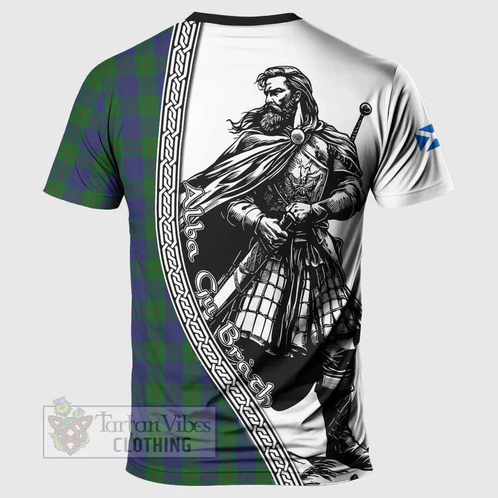 Barclay Tartan Clan Crest T-Shirt with Highlander Warrior Celtic Style