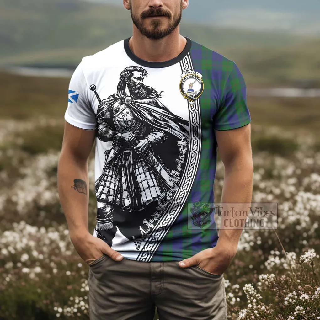 Barclay Tartan Clan Crest T-Shirt with Highlander Warrior Celtic Style