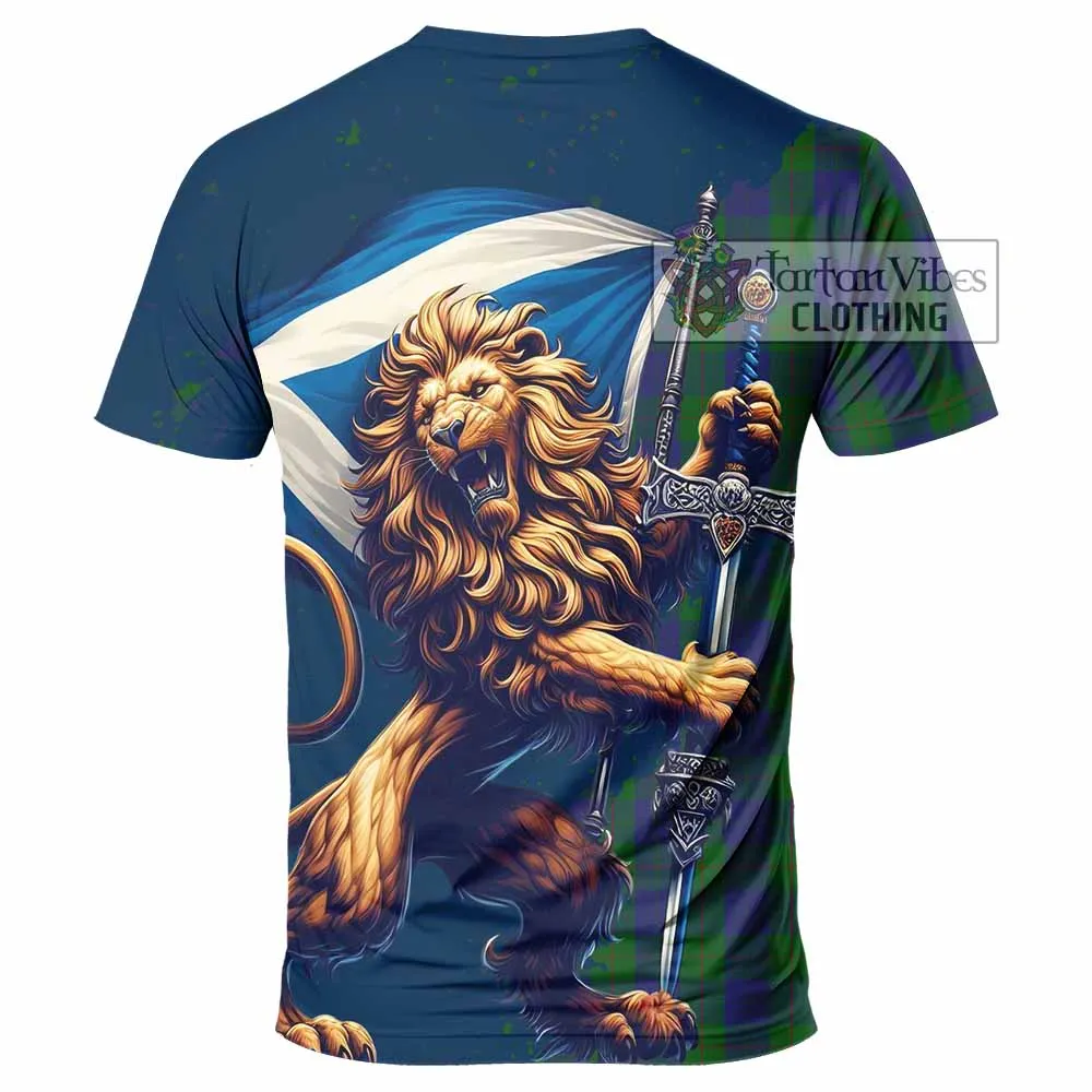 Barclay Tartan Family Crest T-Shirt with Scottish Majestic Lion