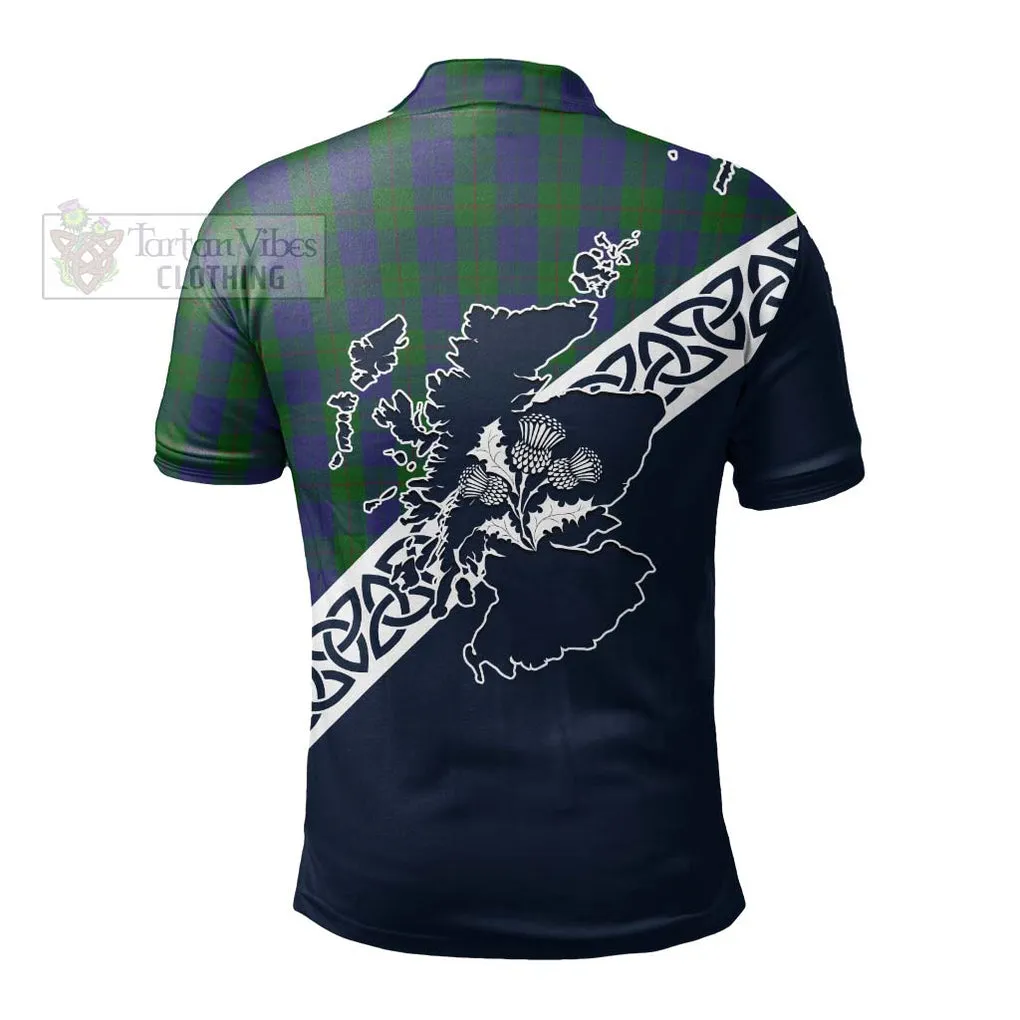 Barclay Tartan Polo Shirt Featuring Thistle and Scotland Map