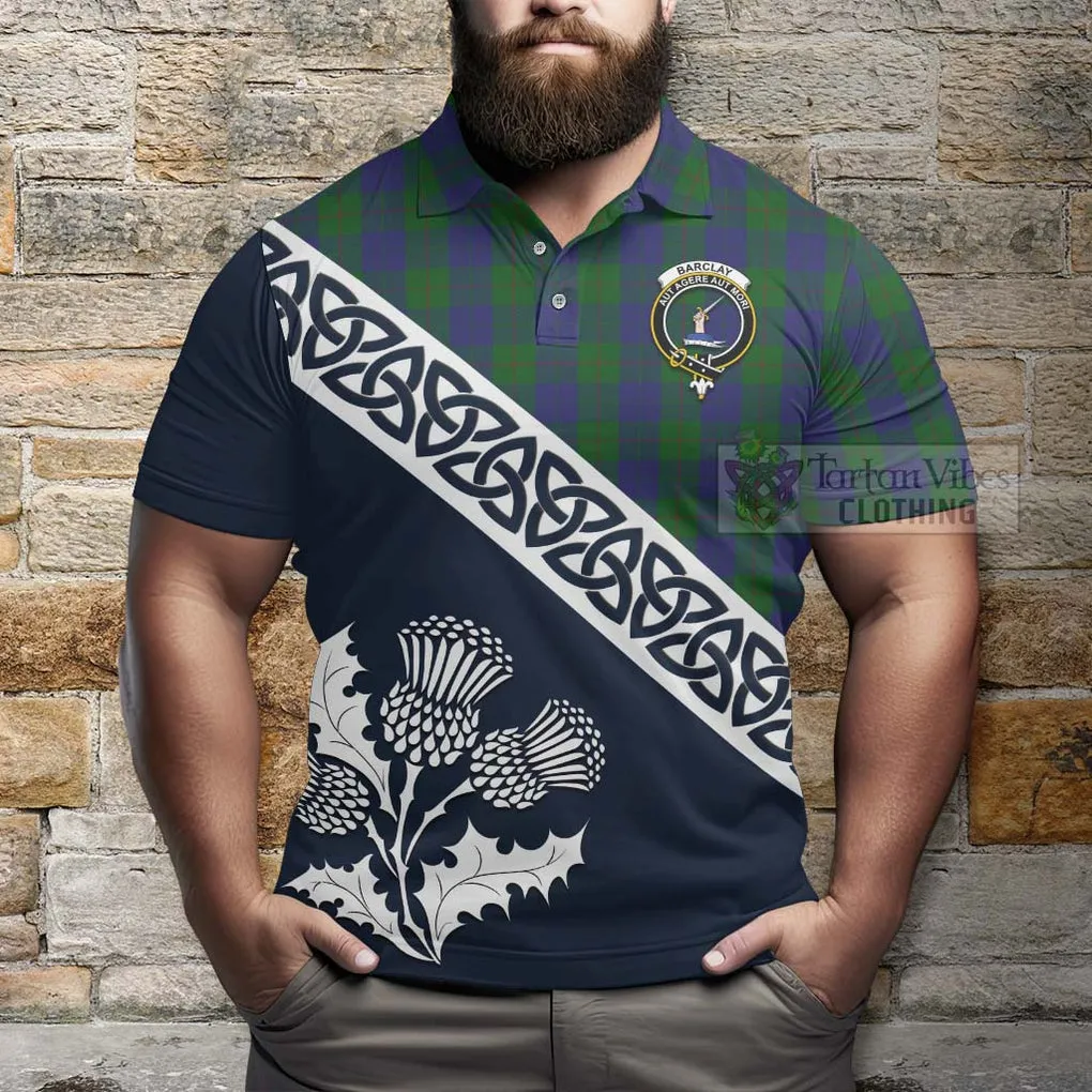 Barclay Tartan Polo Shirt Featuring Thistle and Scotland Map