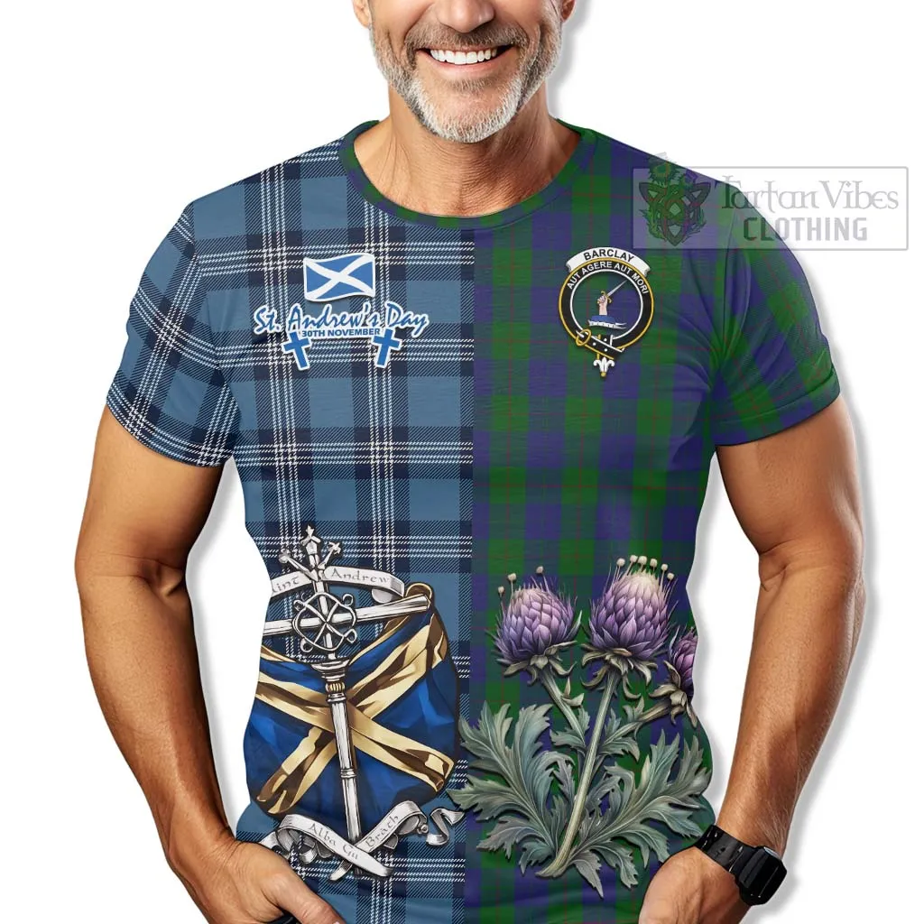 Barclay Tartan T-Shirt Happy St. Andrew's Day Half Tartan Style