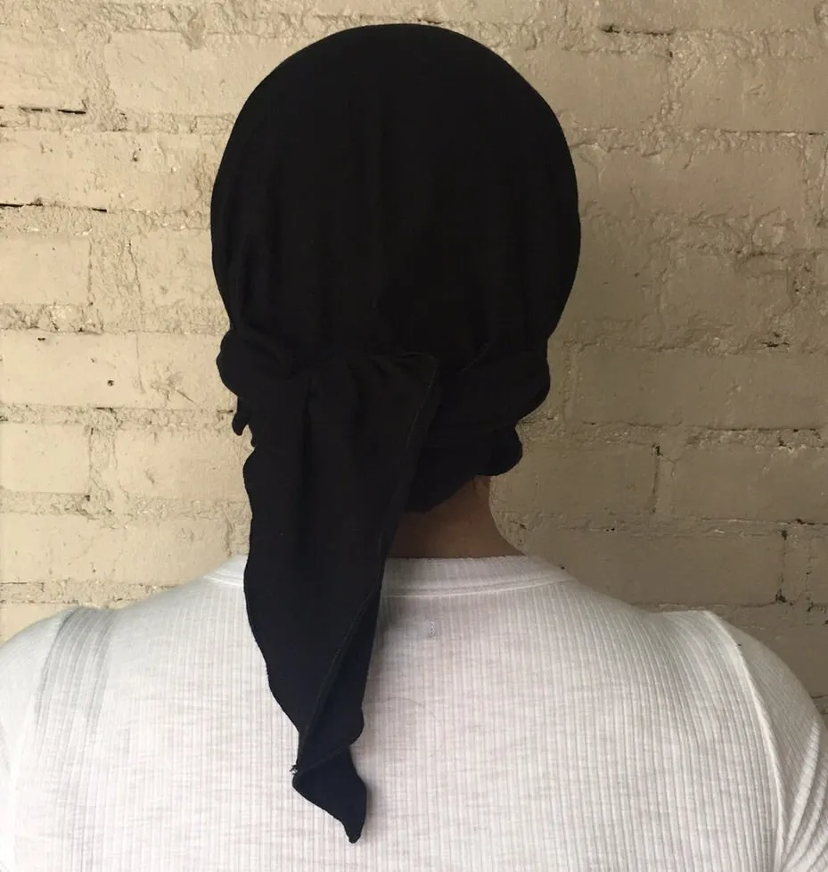 Baseball Cap Scarf Black Sun Visor To Cover Conceal and Shade Hair by Uptown Girl Headwear. Made in USA