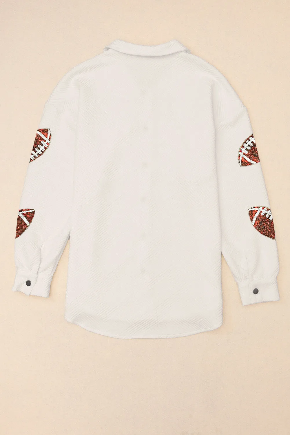 Beige Cream Long Sleeve Quilted Graphic Shirt Jacket