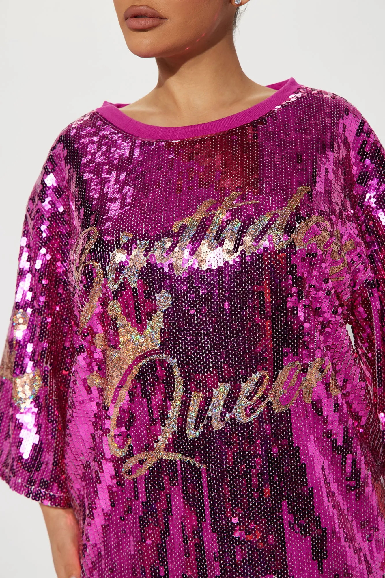 Birthday Queen Sequin Tunic - Hot Pink