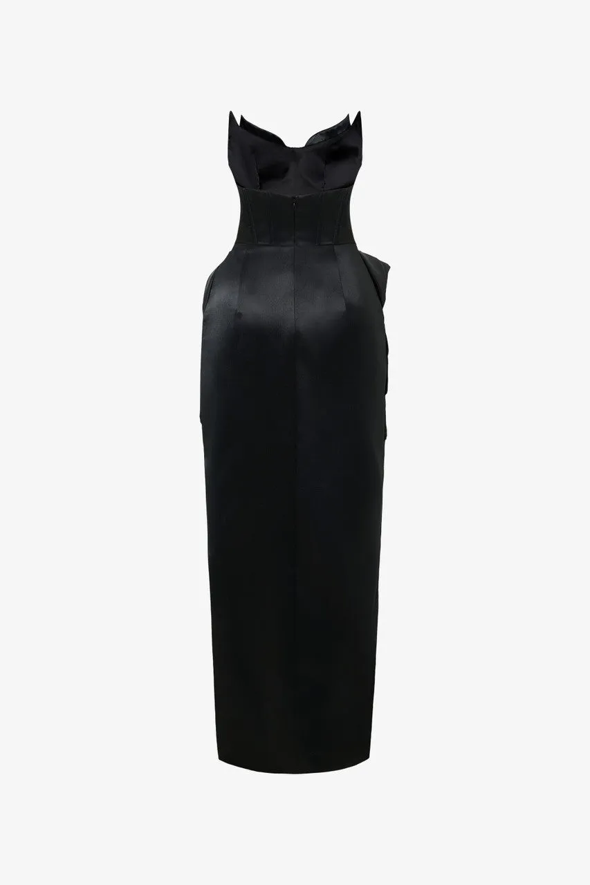 Black Crystal Embellished Neckline Corset Dress