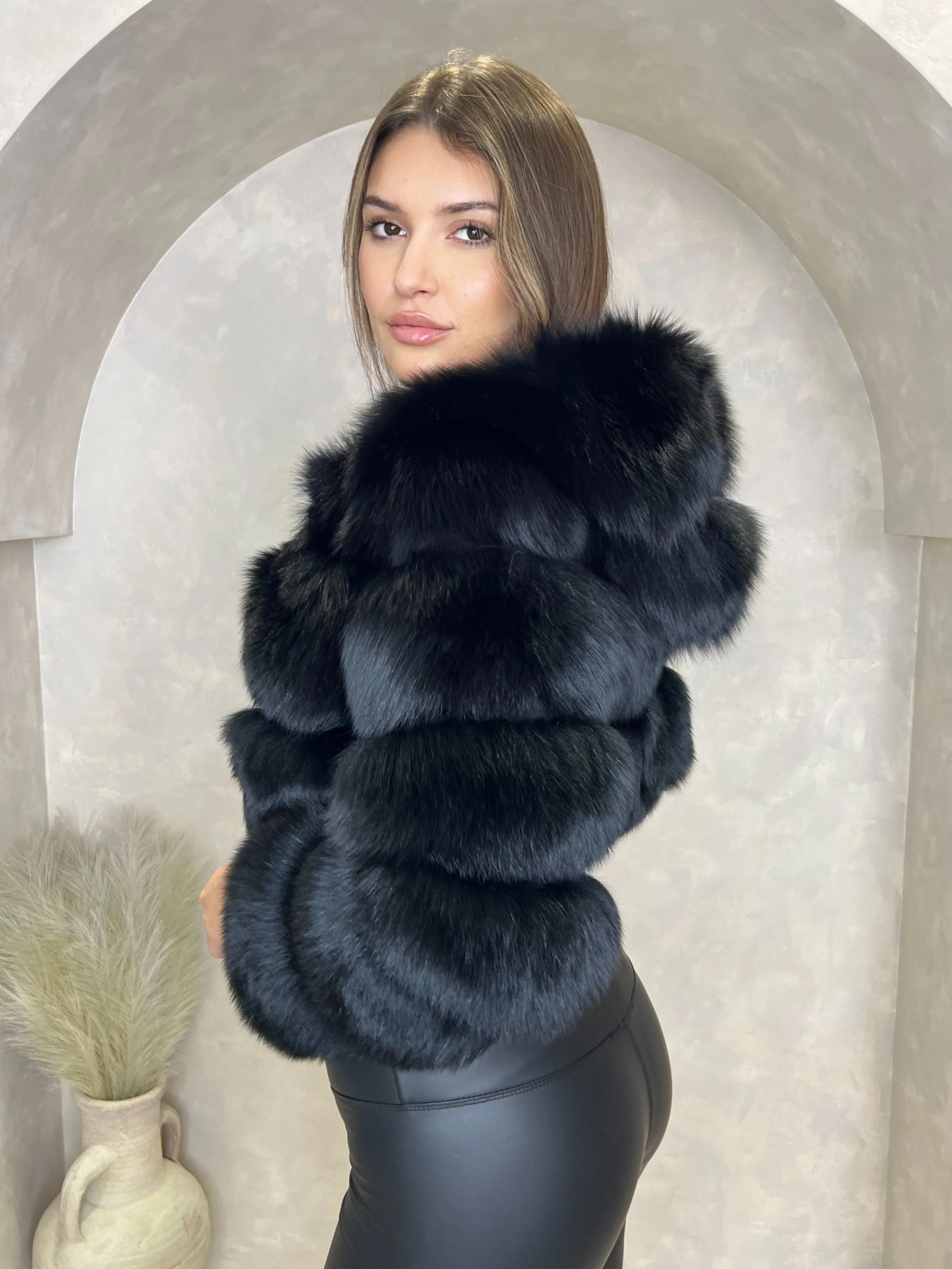 Black Luxury Fur Hooded Jacket