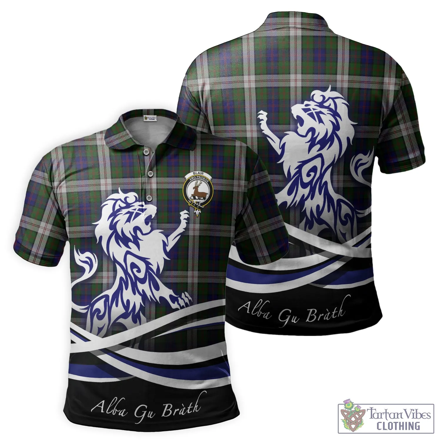 Blair Dress Tartan Polo Shirt with Alba Gu Brath Regal Lion Emblem