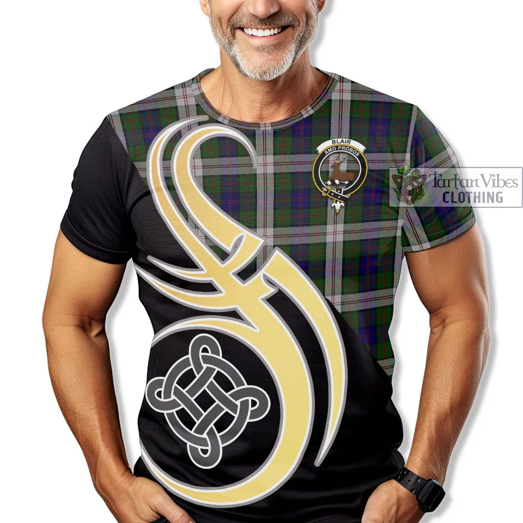 Blair Dress Tartan T-Shirt with Family Crest and Celtic Symbol Style