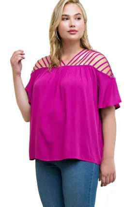 Bohemian Strappy Top, Fuchsia