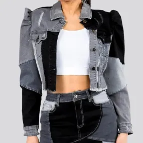 Boho chic distressed denim jacket for women