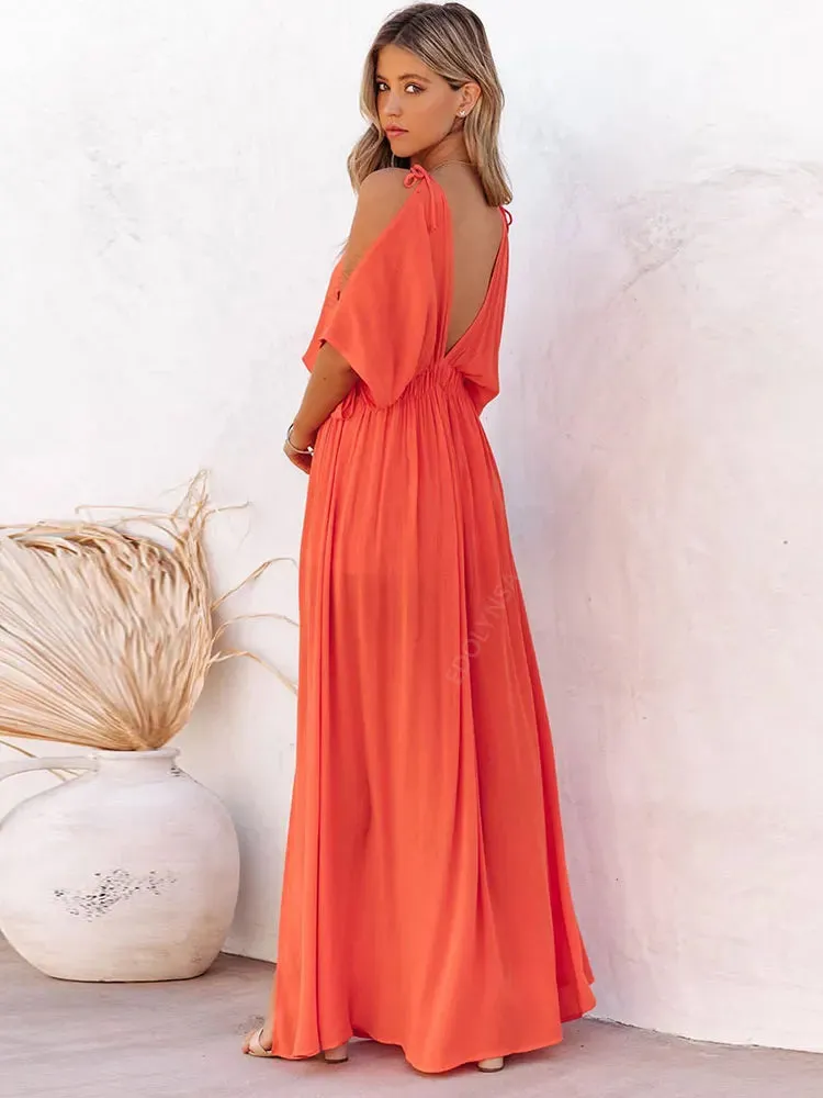 Boho Summer Chiffon V-Neck Tunic Dress