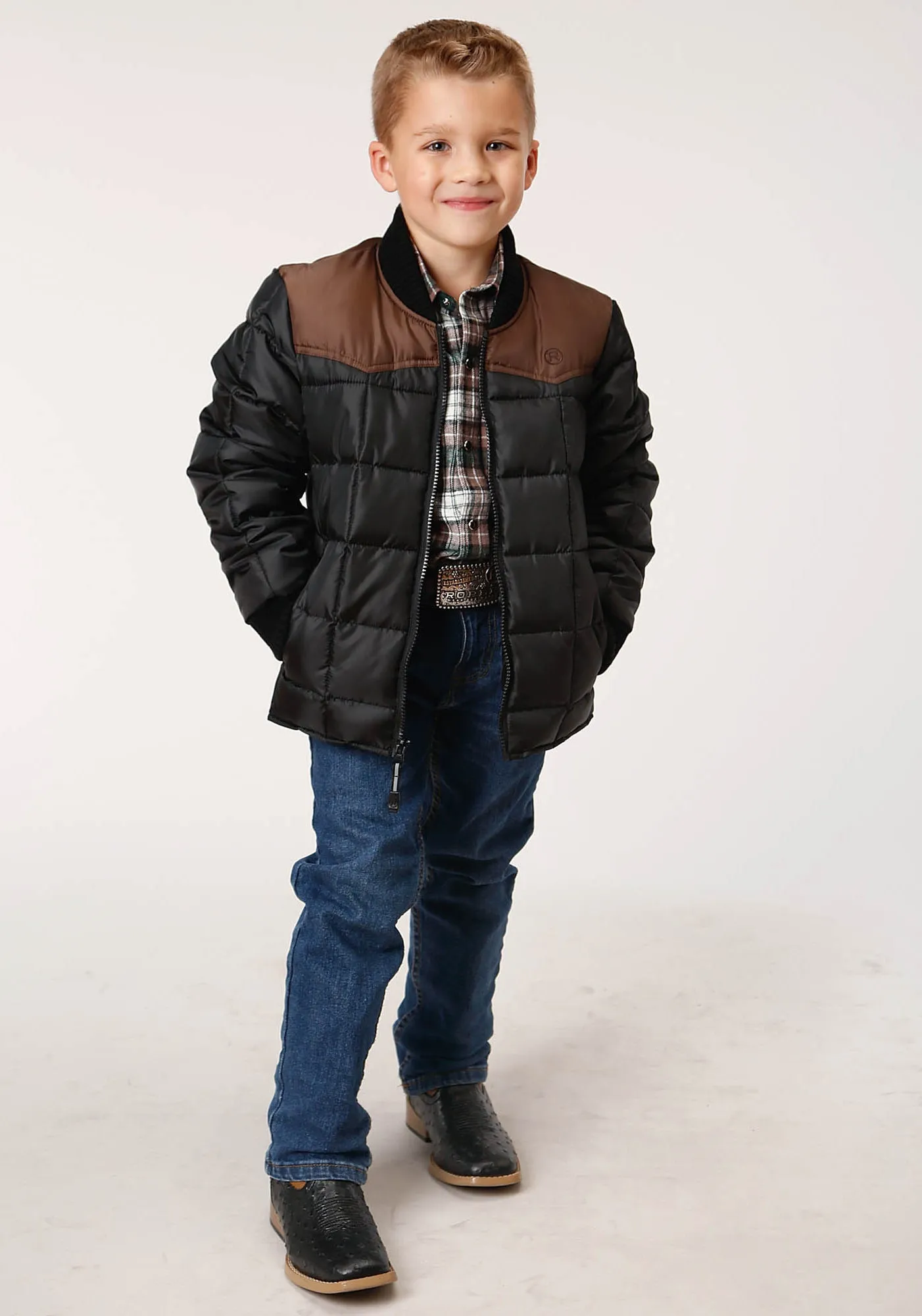 BOYS  QUILTED POLYFILLED JACKET POLY FILLED WESTERN JACKET