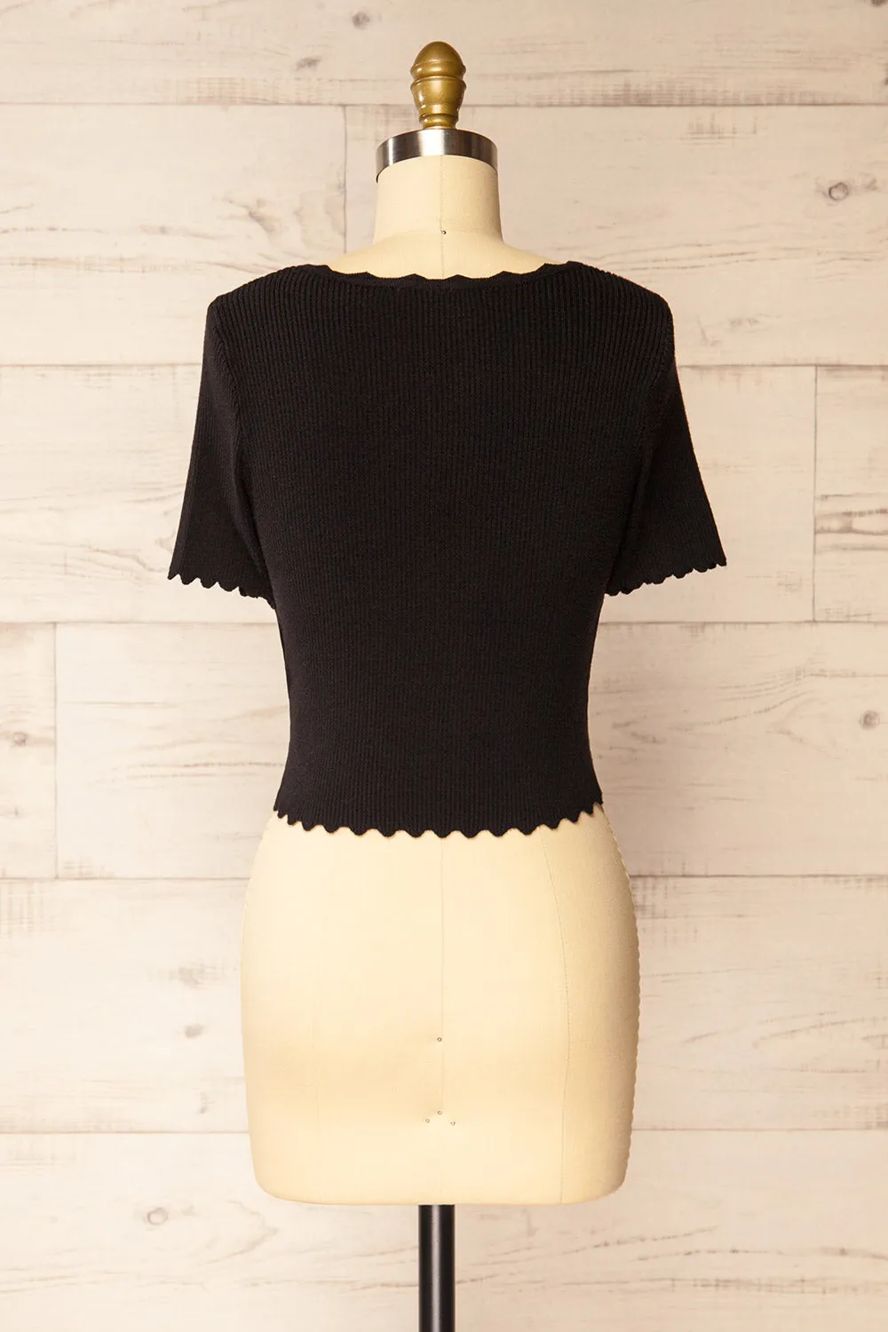 Brussels Black | Cropped Ribbed Top