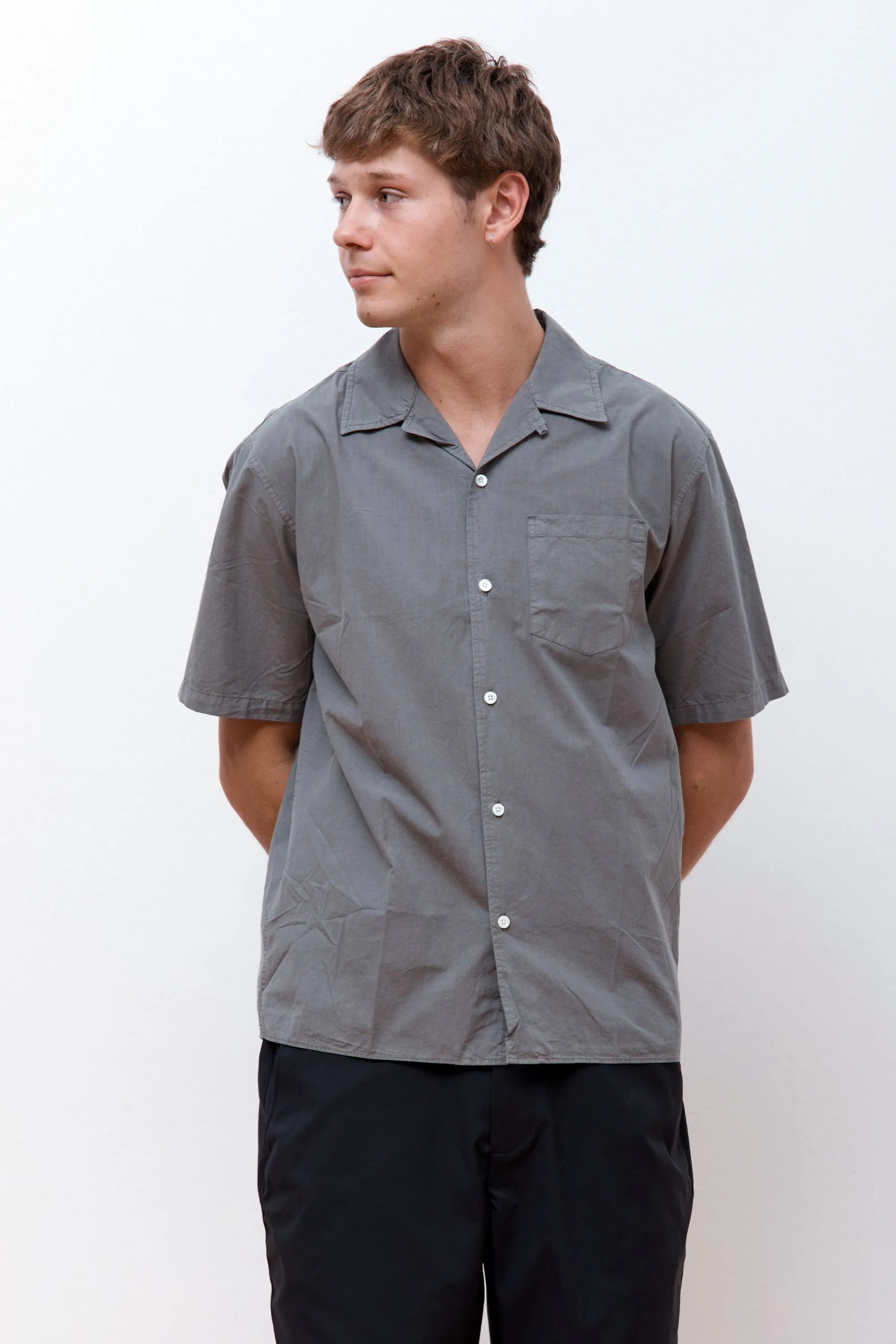 Carsten Cotton Tencel SS Shirt Mid Khaki